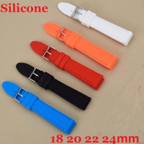 Popular Design Vintage Soft Eco-friendly Black Red Silicone Watchband Watch Straps 18mm 20mm 22mm 24mm Different colors