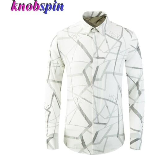 New 2021 Long Sleeve Male Shirts Luxury Graduated Color Printed Casual Mens Dress Shirts Fashion Slim Fit Party Man Shirts 4XL