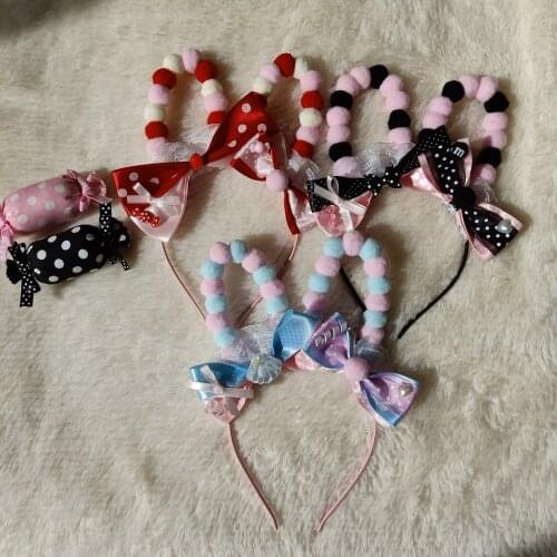 Hand Made Lolita Furry Ball Hair Bands Rabbit Ears Bear Ear KC Bared Sweet Compatible APMT