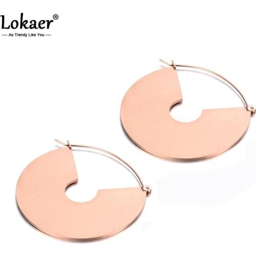 Lokaer Fashion Titanium Stainless Steel Geometric Hoop Earrings Bohemia Style Circle Earrings Jewelry For Women Girls E19246