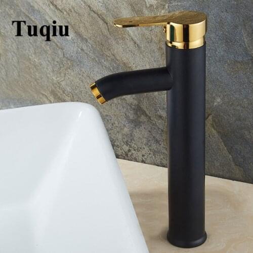 Luxury Bathroom Faucet Black Single Handle Hot Cold Switch Water Mixer Taps Wash Basin Bathroom Deck Mounted Basin Faucet