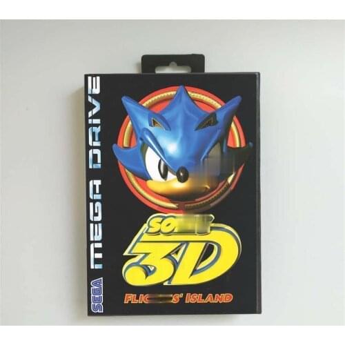 Soniced 3D Flickies Island - EUR Cover With Box 16 Bit MD Game Card for Megadrive Genesis Video Game Console