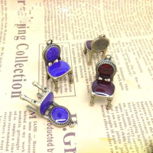 High Quality 20 Pieces/Lot Antique Bronze Plated Enamel Vintage Chair Charms