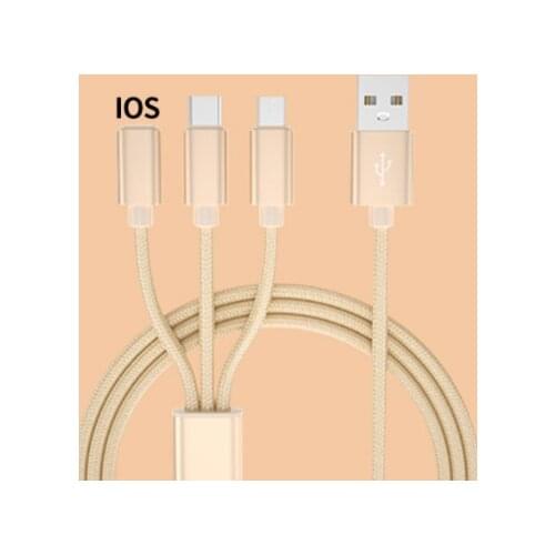 USB charging cable for apple Android Type-C MicroUSB Nylon 3 in 1 cable for iphone 5 6 7 8 samsung s7 s8 huawei honor 7 8 9
