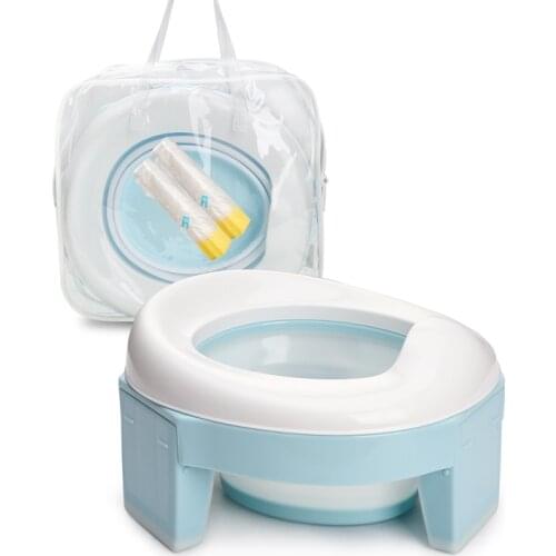 1Set Baby Portable Toilet Potty Training Seat Toddler Kids Foldable Training Toilet For Travel With Travel Bag With Storage Bag