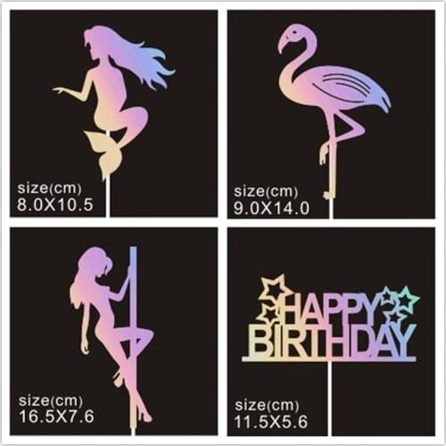 1PC New Cake Insert Flag Wedding Flamingo Party Dessert Headdress Pole Dance Girl Birthday Cake Decoration Holiday Cake Supplies
