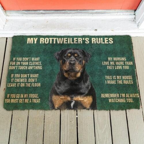 3D Rottweilers Rules Doormat Non Slip Door Floor Mats Decor Porch Doormat