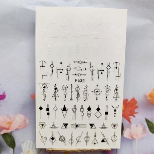 3D Nail Sticker Spring Autumn Black Geometry Line Nail Glue Sticker Arrow Line Stripe Stickers for Manicure Nail Art Decoration