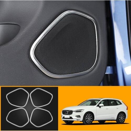 For VOLVO XC60 2018 2019 2020 Stainless Steel Matte Interior Door Speaker Cover Trim 4pcs Car Styling