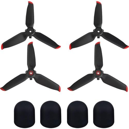 4pcs propellers & 4pcs Motor protective cover Dust-proof collision-proof soft silicone cap for DJI FPV Combo drone Quadcopter