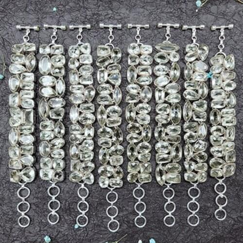 Amethyst/citrine/topaz/AMETRINE/moonstone/GREEN CRYSTAL S925 chain Inlaid bracelet wholesale for women xmas gift