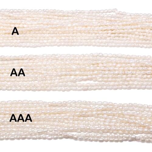 Natural Freshwater Pearl Beads Rice Shape 3 Ranks for Women Necklace Bracelet DIY Jewelry Making Size 2.0-2.5mm