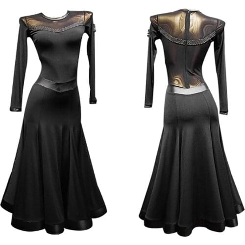 Black smooth ballroom dance dresses for sale tango dresses for ballroom dancing waltz dance costumes flamenco dance clothes