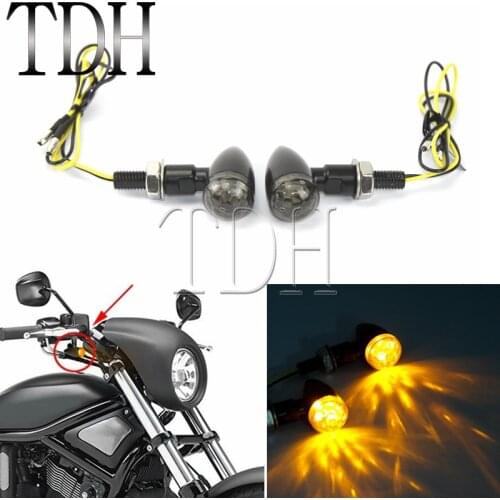 Black Emark E11 Motorcycle Blinkers Mini Bullet LED Turn Signals Light Indicators For Harley Sportster Dyna Cafe Racer Custom
