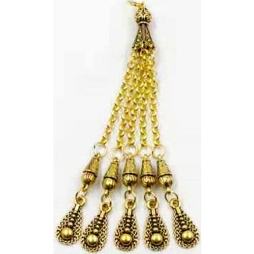 Tasbih Metal Muslim Water drop tassel 5 chain pendant Golden pendant misbaha DIY production