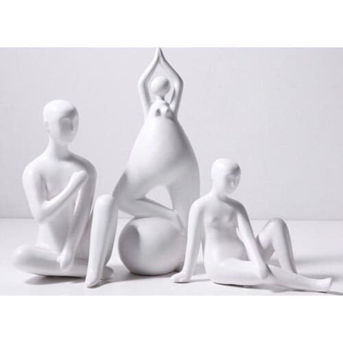 Art Ceramic Yoga Figure Small Ornaments Abstract Art Human Body Figurines Living Room Bedroom Furnishings Home Decoration Gifts