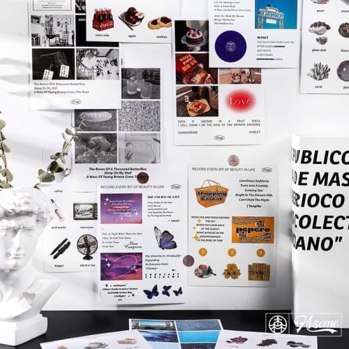 JIANWU 3 Sheets Creative Aesthetic Stickers DIY Scrapbooking Diary Decoration Material Phone Stickers Stationery School Supplies