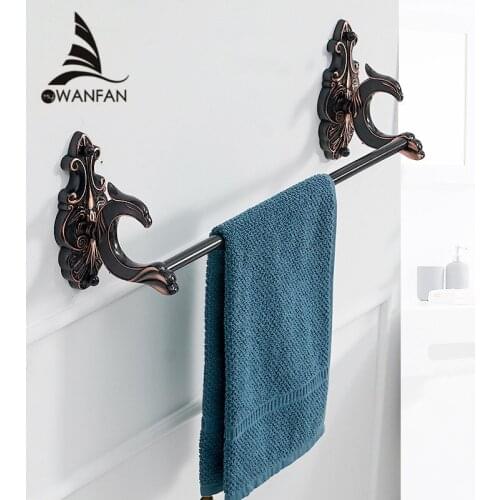 Towel Bars Brass Wall mounted Single Towel Bar Holder Luxury Towel Rack Wall Bathroom Accessories Towel Hanger Rails WF-88810