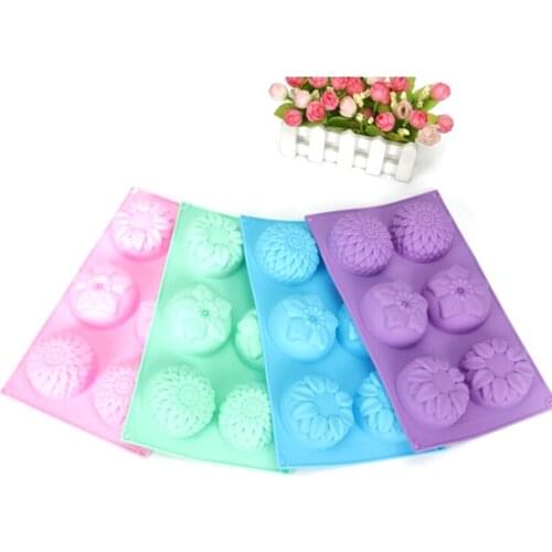 Hot Sale Fashion Silicone Soap Mold Flower Pattern 6-hole Rectangular Handmade Soap Making DIY Mould Accessory