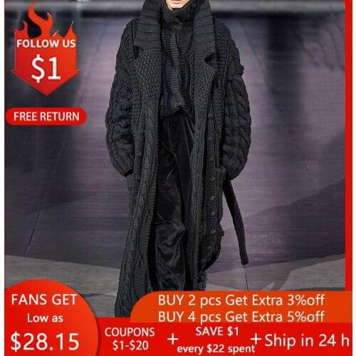 M-4XL Mens Winter Long Cardigan Sweater Oversize Coat Loose Fashion Plus Size Casual Sweaters Warm Men Clothing Knitted Coats