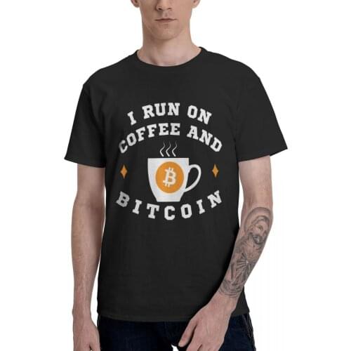 Promo I Run On Coffee And Bitcoin Racerback Tank Mens Basic Short Sleeve T-Shirt Crypto Creative print Tees USA Size