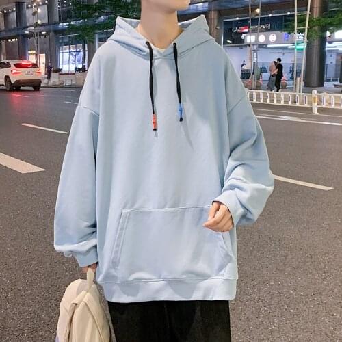 Streetwear Men Casual Sweatshirts Harajuku 2021 Solid Color Men Oversized Hoodies Korean Man Casual Loose Pullovers New 3XL