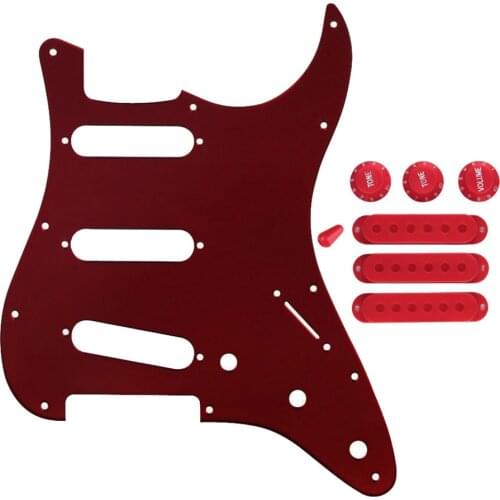 Set of SSS Guitar Pickguard 11 Hole Pickup Cover 2T1V Knobs Switch Tip for Strat Guitar Parts Accessories