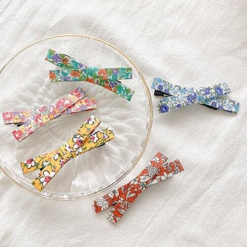 2021 New Children Cute Colors Floral Cross Bow Ornament Hair Clips Girls Lovely Sweet Barrettes Hairpins Kids Hair Accessories