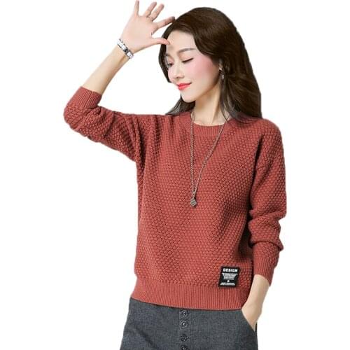 New Women Pullover Sweater Female Spring Autumn Long Sleeve Short Loose knit Sweater Women Fashion All-match Plus Size Sweater