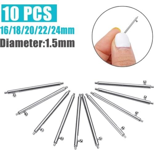 10pcs Watch Strap Spring Bars Watchband Pins 1.5mm Quick Release Stainless Steel Spring Bars Watch Repair Tool 16/18/20/22/24mm