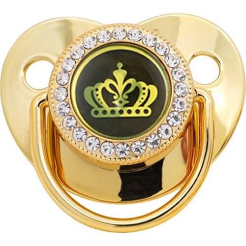 0-18 Month Luxury Bling Bling Rhinestone Crown Baby Pacifier Newborn Infant Silicone Orthodontic Pacifier Nipple TOY-055