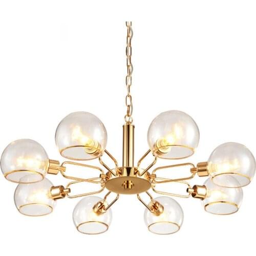 Modern Glass Ball E14 LED Chandelier Living Room Kitchen Minimalist Creative Personality Scandinavian Gold Black Island Lighting