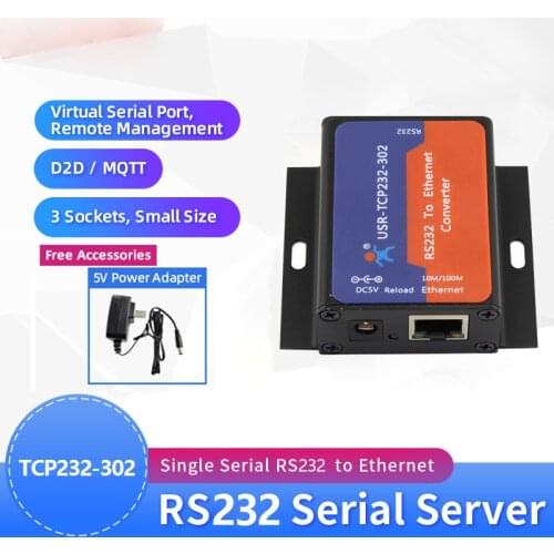 USR-TCP232-302 RS232 to Ethernet Converters UDP TCP IP Server to Client Module Support DHCP/DNS Built-in Webage Virtual COM