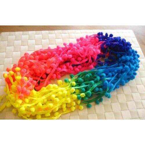 Can wholesale! Mix color pompom ball trim straight ball laciness 2cm wide ball diameter 1.2cm Handmade materials party decorate