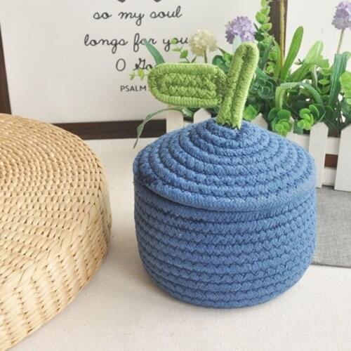 Knitted Desktop Storage Baskets Laundries Underwear Bra Sundries Organizer Hamper Red Blue Gourd Shape Cotton Rope Baskets