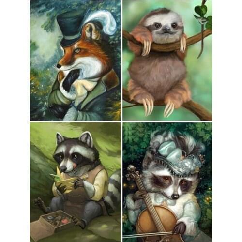 Needlework Diamond Embroidery Animal Full Drill Square Diamond Painting Sloth Picture Cros Stitch Mosaic Raccoon Wall Art Crafts