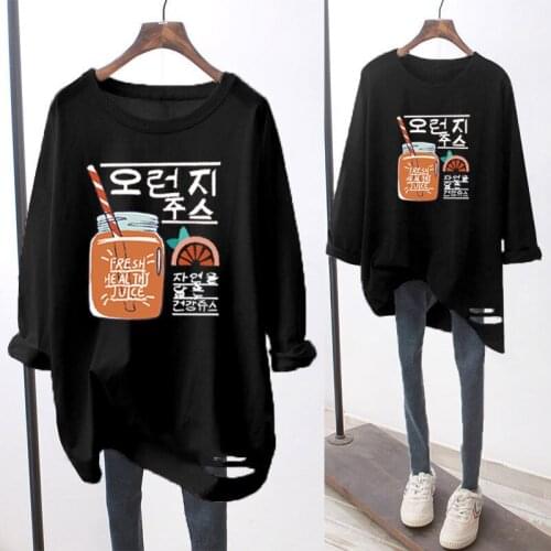 2021 New Large Size 5XL Women Spring Length Printing T-shirt Long sleeve loose Comfortable T-shirt