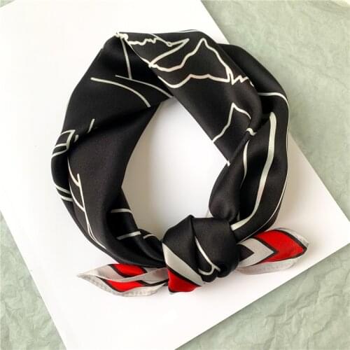 2021 Women Real Silk Scarf Lady Small Hair Band Design Print Choker Square Neck Scarves Striped Neckerchief Accessories New