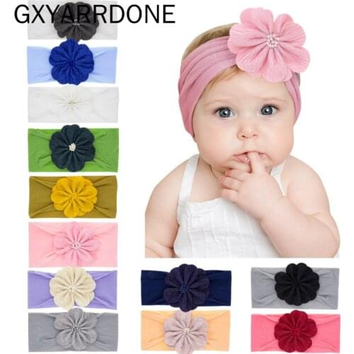 1pc 2019 Kids Tulle Flower Nylon Hair Bands For Girls Soft Wide Nylon Headbands Children Girls Turban Hair Accessories