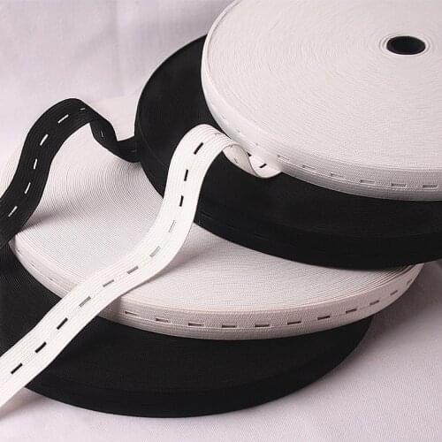 2meter Wholesales DIY Sewing Button Hole Knit Elastic Band 15m -30mm White and Black Garment Sewing Accessories