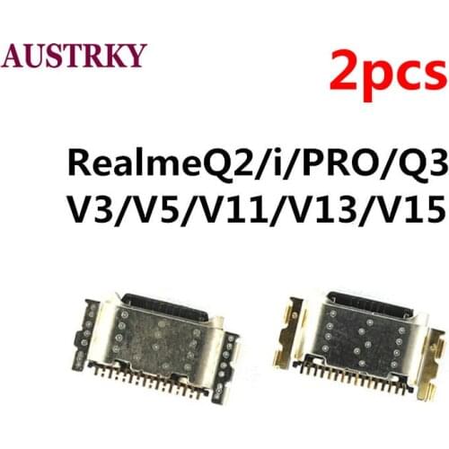 2PCS New Micro USB Plug Charging Port Connector Socket For Realme Q2 Q3 i pro GT neo V3 V5 V11 V13 V15 Repair Part