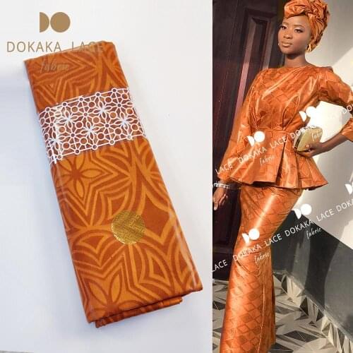 2020 Coffee Color Jacquard Bazin Riche Fabric 100% Cotton Guinea Senegal Women Or Men Wedding Dresses Basin Fabrics Material