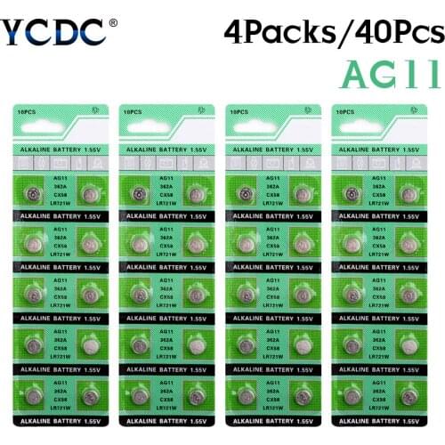 YCDC 40Pcs AG11 LR721 362 SR721 162 532 S12 1.55V Button Coin Cell Alkaline Battery for Watch Remote Disposable Batteries