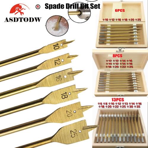 6/8/13pcs Hex Shank Spade Bit Flat Boring Bit Wood Flat Drill Bit Set