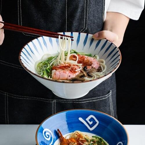 8inch Japanese Noodle Bowl Salad Rice Fruit Soup Bowl Ramen Noodle Bowl Microwave Ceramic Dinnerware Ice Cream Bowl Coconut Bowl