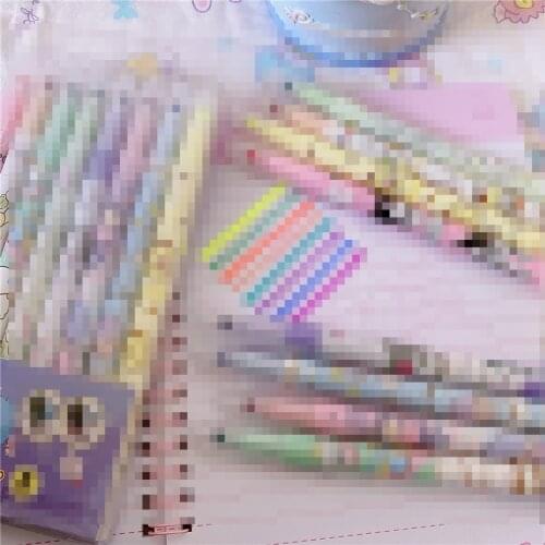 8pcs/lot NEW Cartoon Retractable Highlighter Pen Refillable Fluo Soft Fluorescent Color school marker set hilighter pen
