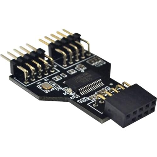 9 Pin USB Header Female 1 to 2 Male Board 9-Pin USB HUB USB 2.0 9 pin Connector Adapter for NZXT Liquid Cooling for RGB Splitter