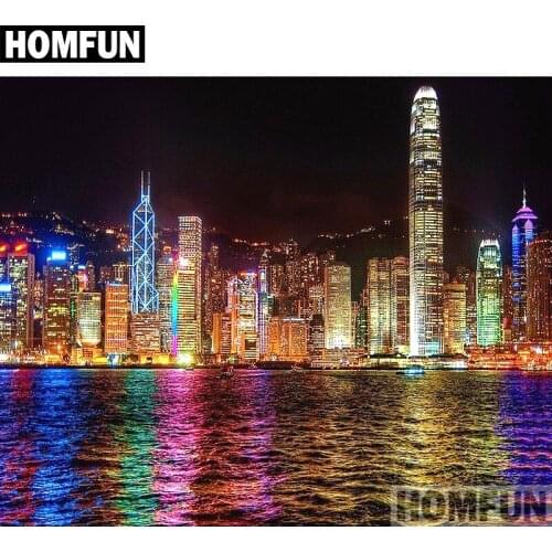HOMFUN Full Square/Round Drill 5D DIY Diamond Painting "City landscape" Embroidery Cross Stitch 5D Home Decor Gift A02649