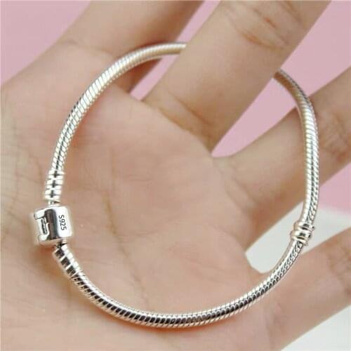Free Sent Certificate 100% Original 925 Silver 3mm Soft/Smooth Snake Bracelet Fit Hand Made Beads/Charms DIY Silver 925 Bracelet