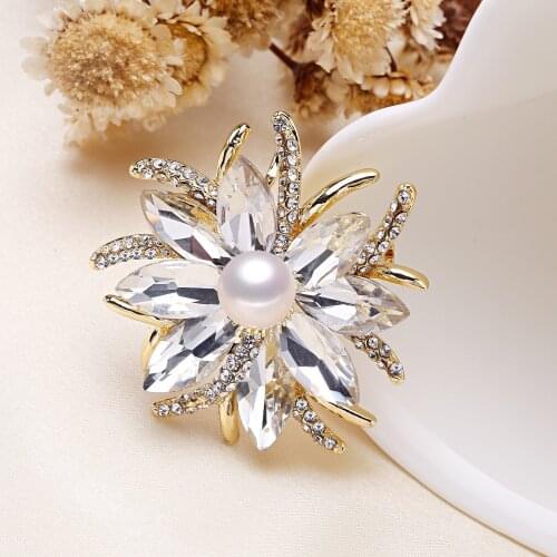 Flower Shape Brooch Pin Mountings Base Findings Accessories Jewelry Settings Parts for Pearls Beads Jade Crystals Agate Coral